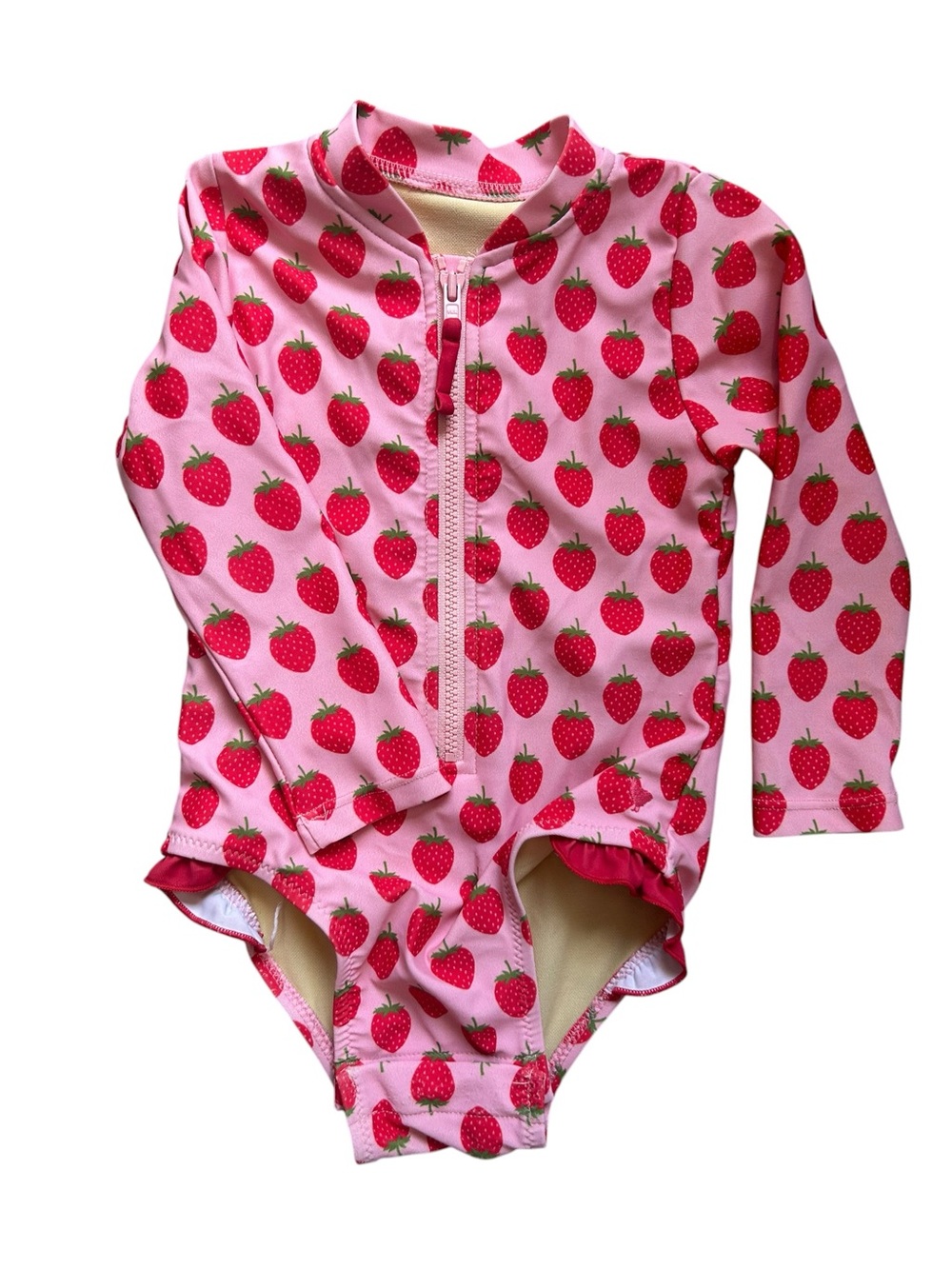 Pink Chicken Toddler Girls' Strawberry Print Long Sleeve Swimsuit